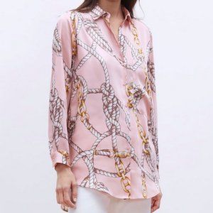 Zara Knot / Chain Print Pink Blouse